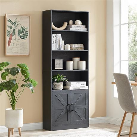 Tall Bookshelf 6 Tier Bookcase with Barn