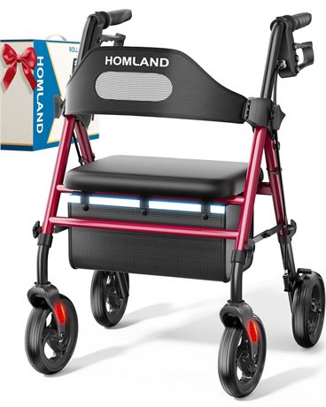 Foldable Rollator Walkers with Seat for Seniors,