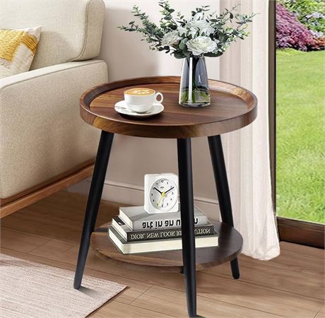 Small Round Side Table, 2-Tier Mid