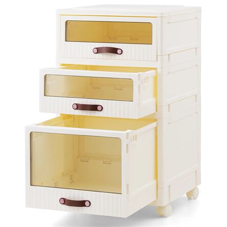 Collapsible Plastic File Cabinet with Castors