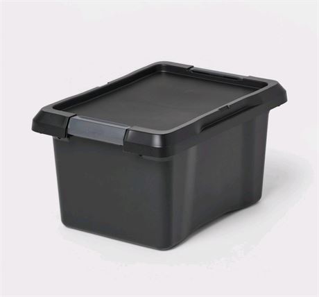 7gal Small Latching Storage Tote Black