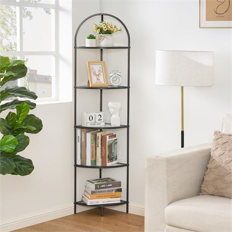 Homhedy 5-Tier Corner Shelf Stand, Metal Corner
