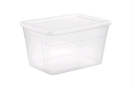 56qt Clear Storage Box with Lid White