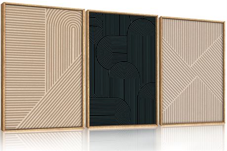 LHIUEM Large Neutral Minimalist Line Framed Canvas