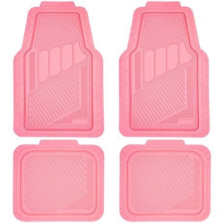 CAR PASS Heavy Duty Rubber Floor Mats 4-Piece,Pink