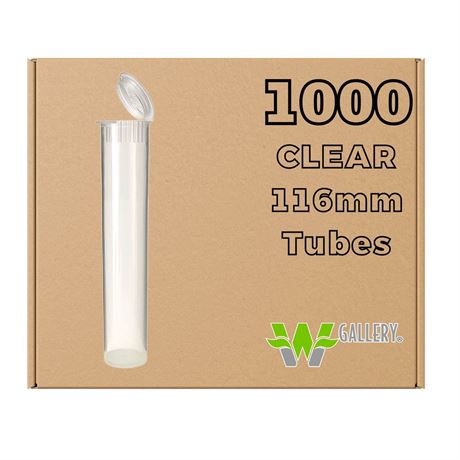 W Gallery 1000 Clear 116mm Open Cap Pop Top Tubes
