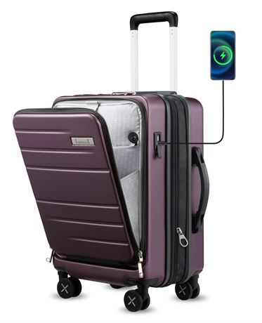LUGGEX Carry On Luggage with Compartment,