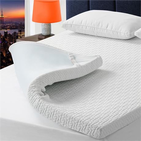 bedluxury 3 Inch Twin Size Mattress Topper Gel