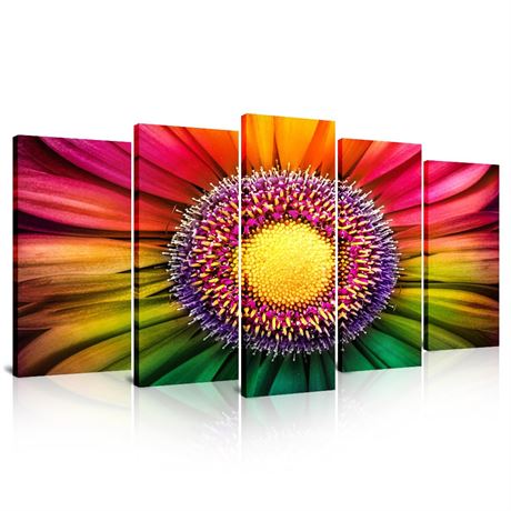 SATINO 5 Pieces Modern Large Canvas Flower Wall