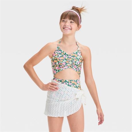 Girls' Garden Tea Floral Printed One Piece