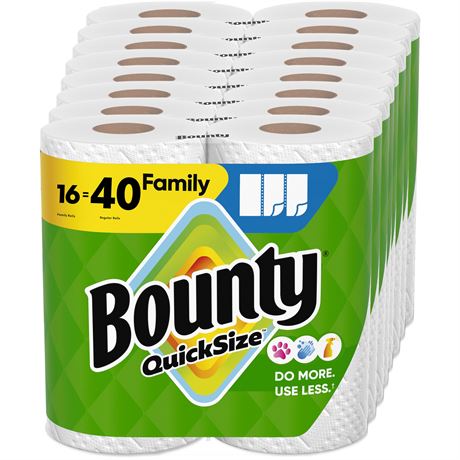 Bounty Paper Towels Quick Size, White, 16 Family