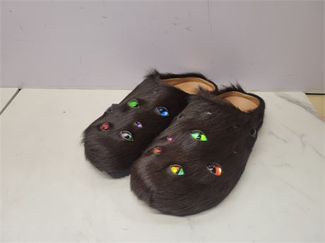 Furry Slippers with Colorful Eyes
