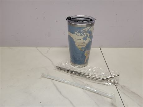 Travel Tumbler with Map Design