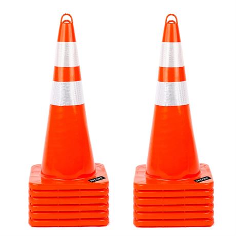 BATTIFE 12 Pack Traffic Safety Cones 28 Inches