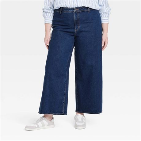 Women's High-Rise Sailor Wide Leg Ankle Jeans -