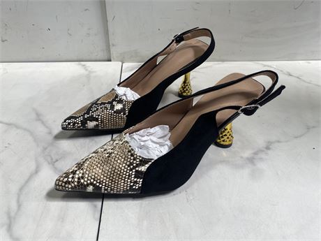 Snake Print Slingback Heels