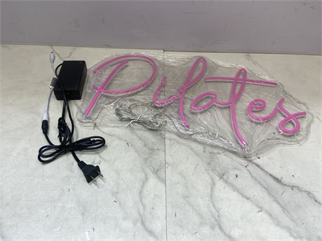 Pilates Neon Sign with Power Adapter