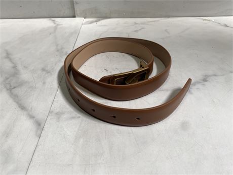 Brown Leather Belt with Gold Buckle