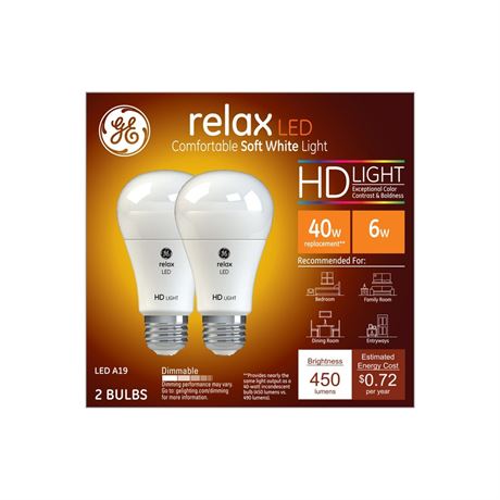 GE Lighting LED A19 40w Eq 2pk