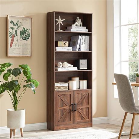 Tall Bookshelf 6 Tier Bookcase with Barn