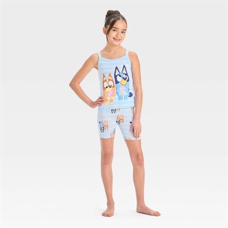 (4)Girls' Bluey Tight Fit Tank Pajama Set - Blue 4
