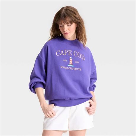 (XS)Women's Cape Cod Graphic Sweatshirt - Royal Blue