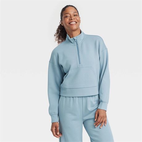 (XS)Women's Airy Sleek Ribbed 1/2 Zip Pullover
