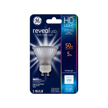 GE 50W Reveal PAR16 LED Light Bulb: GU10 Base,