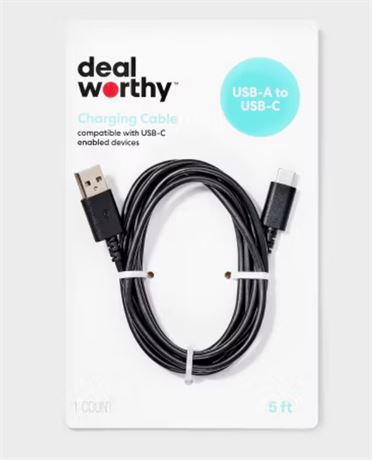 5' USB-A to USB-C Cable - dealworthy™