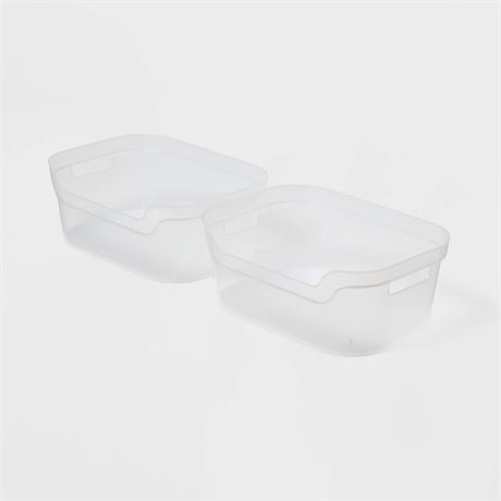 2PK Medium Open Front Storage Bins Clear -