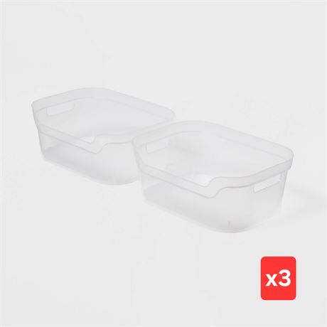 Bundle Of 6 Medium Open Front Storage Bins Clear -