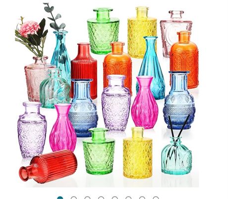 (Set of 60) Bud Vases ?Bulk ?Colored Small Vintage