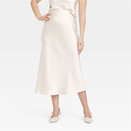 (L)Women's MIDI a-Line Skirt - a New Day™ White L: