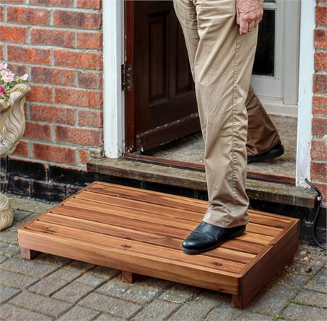 TINAMO 3.5" One Step Stool for Elderly, Acacia