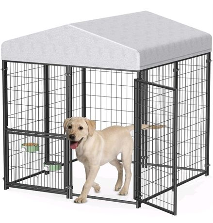 Large Dog Kennel Outdoor with Water-Resistant Roof