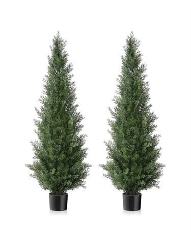 TRESIL Set of 2 Pre-Potted 4 Feet Faux Cedar